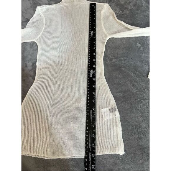 Revolve SER.O.YA Sweater Womens Sz S White Piper Turtleneck Ribbed Sheer Linen - Picture 9 of 14